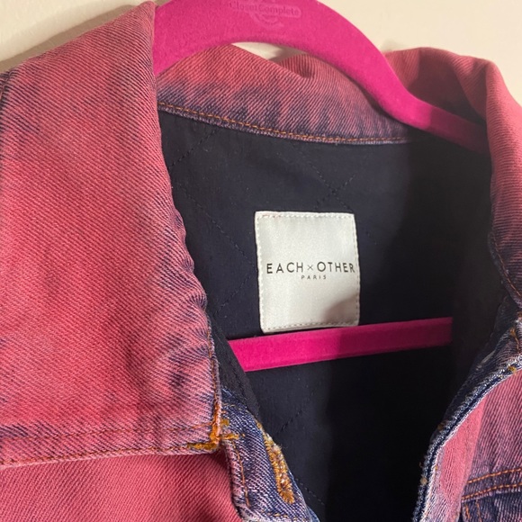 NWT EACH X OTHER RED BLUE OMBRÉ DENIM JACKET MED - Picture 3 of 4